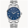 men's bulova wilton classic blue dial stainless steel watch