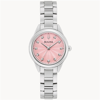 ladies bulova pink dial Sutton watch