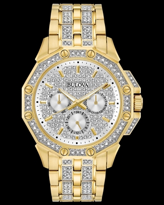 men's Bulova crystal gold tone octava watch