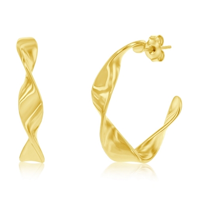 sterling silver gold plated twisted hoop earrings