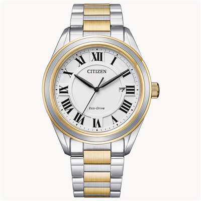 Men's Citizen Arezzo two tone white dial watch