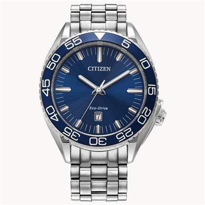 Men's citizen Carson eco-drive blue dial watch