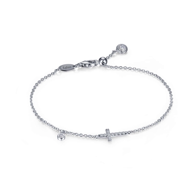 Lafonn adjustable sterling silver cubic zirconia sideways cross bracelet