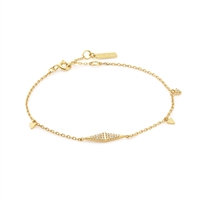 Ania Haie polished punk gold cubic zirconia geometric chain bracelet