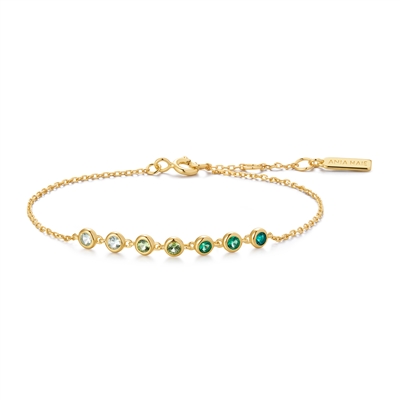 Ania Haie ripple joy gold green cz station bracelet