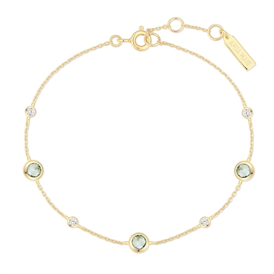 Ania Haie ripple joy gold mint green cz station bracelet