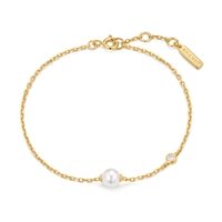 Ania Haie luna gaze gold shell pearl & bezel set cz sparkle bracelet