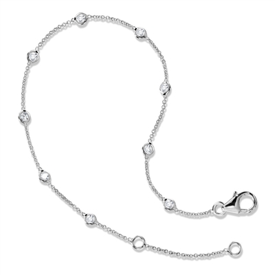 8 inch bezel set diamond link white gold bracelet