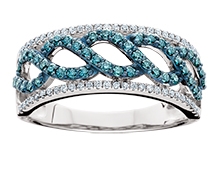 Blue & White Diamond Swirl Ring