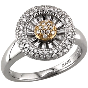 Two Tone Diamond Circle Ring