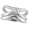 White gold criss cross diamond solitaire engagement ring with shadow band