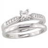 Classic princess cut diamond engagement ring & wedding band