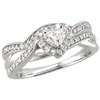 Heart shaped diamond engagement ring with shadow band