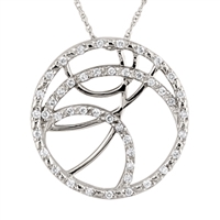 White gold diamond circle necklace