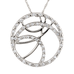White gold diamond circle necklace