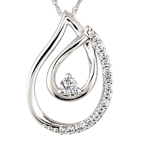 White gold double teardrop diamond necklace