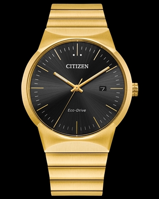 Men's gold tone black dial Citizen Axiom watch