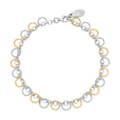 frederic duclos sterling silver & yellow gold plated circle soiree bracelet