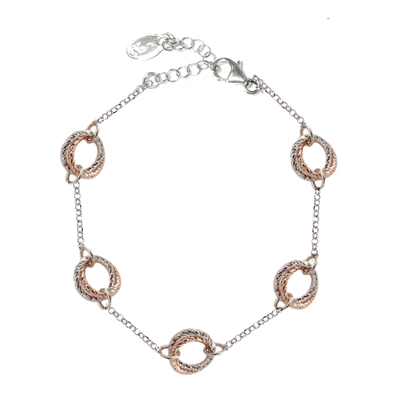 Frederic Duclos sterling silver & rose gold plated love knot bracelet