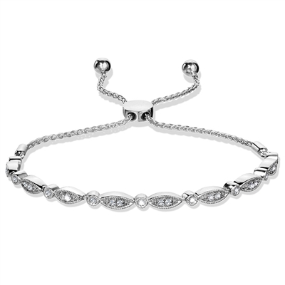 sterling silver & diamond vintage bolo adjustable bracelet