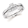 14k white gold 3 stone diamond engagement ring & wedding band