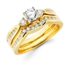 14k yellow gold diamond 3 stone engagement ring bridal set