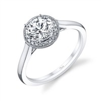 14k white gold halo semi mount diamond engagement ring