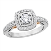 14k white & rose gold 1 carat diamond halo engagement ring