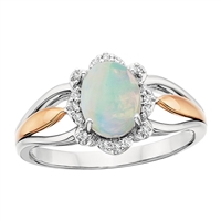 10k white & rose gold opal & diamond ring