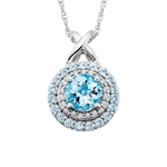 10k white gold blue topaz & diamond necklace