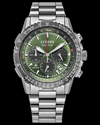 Men's Citizen eco-drive promaster navihawk green dial watch