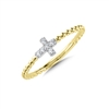 14k white & yellow gold diamond cross pave ring