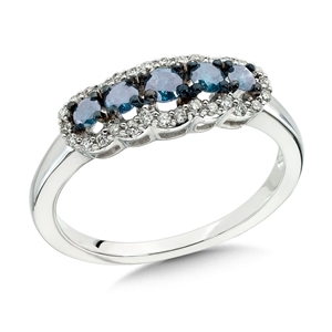 5 blue diamond white gold ring