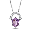 14k white gold hexagonal amethyst & diamond necklace
