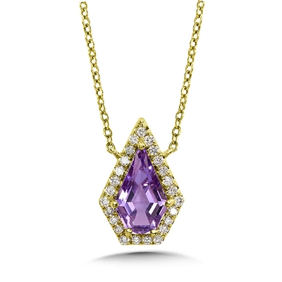 colore oro 14k yellow gold diamond & amethyst necklace