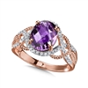 14k rose gold amethyst & diamond ring
