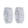 sterling silver cubic zirconia baguette hoop earrings