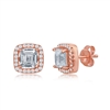 Sterling Silver with rose gold plating cz stud earrings