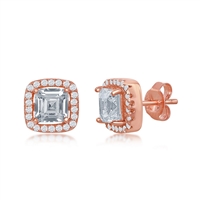 Sterling Silver with rose gold plating cz stud earrings