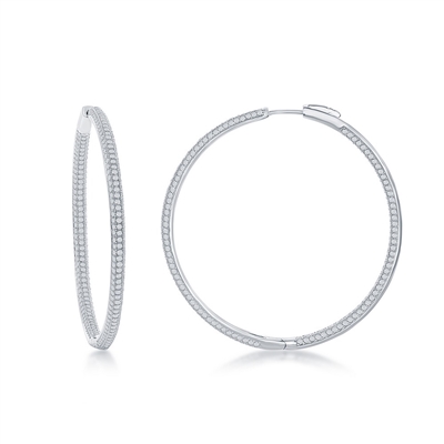 inside out sterling silver cz hoop earrings