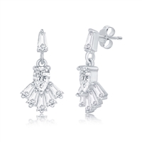 sterling silver & baguette cz dangle earrings