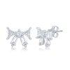 sterling silver & baguette cz bow stud earrings
