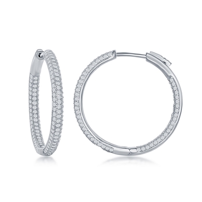 sterling silver cubic zirconia inside out hoops