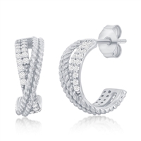 sterling silver x design rope & cz earrings