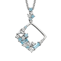 sterling silver, blue topaz, white topaz mosaic necklace