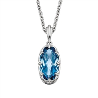 sterling silver oval blue topaz necklace