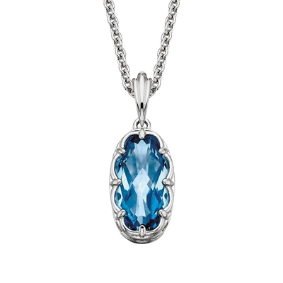 sterling silver oval blue topaz necklace
