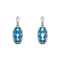 sterling silver oval blue topaz earrings