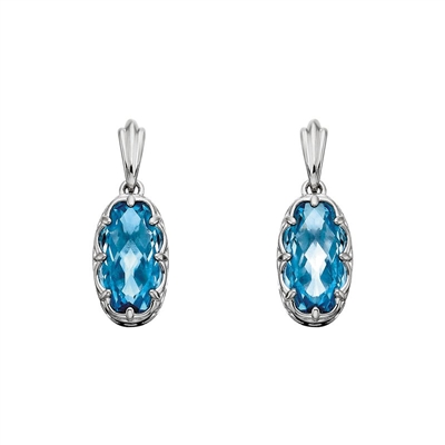 sterling silver oval blue topaz earrings