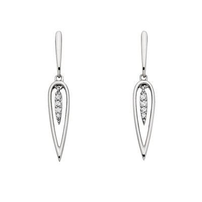 sterling silver & diamond inverted teardrop earrings
